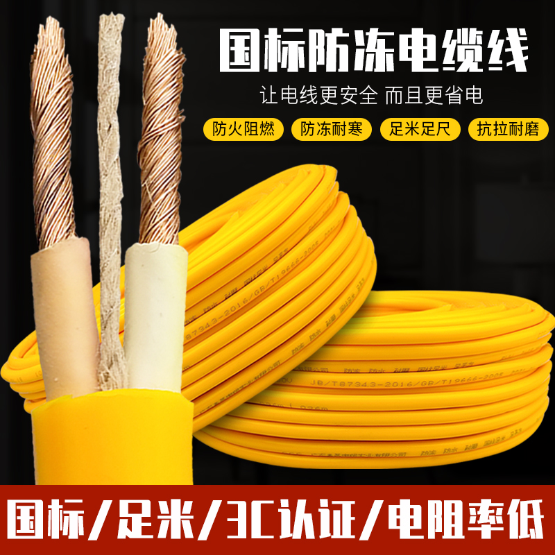 NATIONAL STANDARD two-core wire cable line outdoor antifreeze soft wire 2 core 1.5 2.5 4 square household sheathed wire