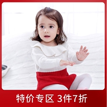 AuroMesa baby sweater triangle bag fart clothing autumn and winter female baby big lapel knitted romper 100 days out clothes