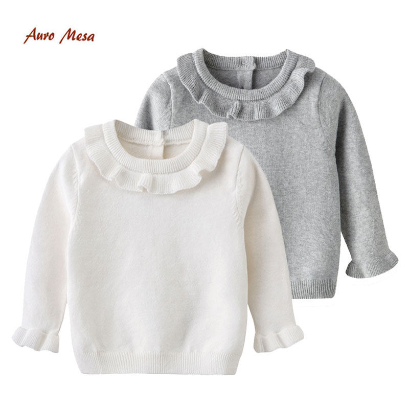 Aenomonsa baby sweater autumn and winter girl baby doll collar long sleeve knitted tops