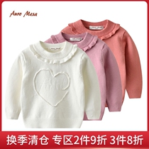 AuroMesa girl love round neck knitwear spring new pure cotton knitted base sweater middle collar pullover