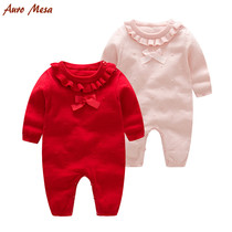 AuroMesa baby one-piece sweater female spring and autumn baby girl climbing clothing cotton knitted ha clothes 100 days clothes