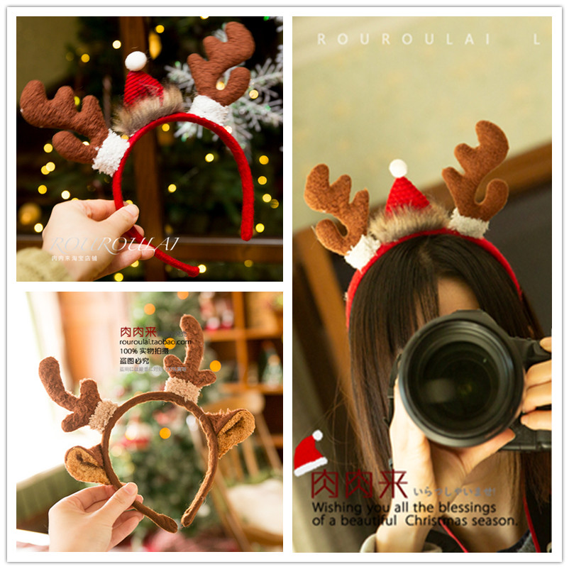 Antlers Headdress Hairpin Christmas Head Buckle Hair Hoop Dress Up Boys Girls Party Hats Adult Children Kindergarten