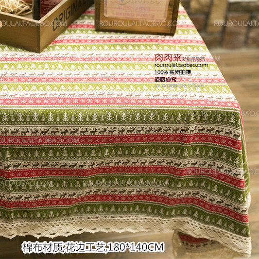 Cotton Lace Christmas Table Cloth Christmas Table Desktop Decoration Party Restaurant Scene Cloth