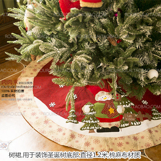 1 2 m Christmas tree skirt cotton rag Christmas tree carpet decoration arrangement for Christmas old snowman's pad