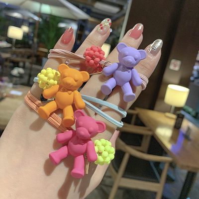 taobao agent Brand cute hair rope, matte hair accessory, with little bears, internet celebrity