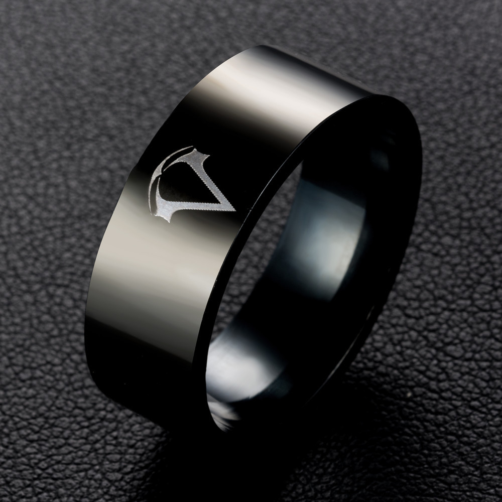 Phiên bản tiếng Hàn của vòng titan thép hipster vòng thép không gỉ đơn Assassin Creed ring Bột sát thủ phải đơn giản mịn màng nhẫn vàng 24k
