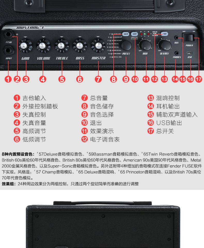 Fanta Fender Mustang I II III IV Digital Mustang Guitar điện Loa điện Guitar - Loa loa loa jbl partybox 310