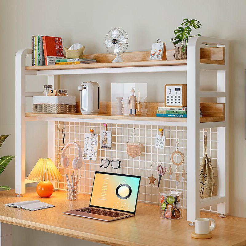 Desktop storage rack with grid hole board home desk storage layer shelf display rack computer desk storage rack