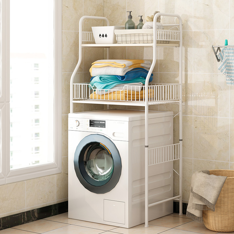 Washing machine shelf Wrought iron drum Washing machine base shelf Powder room toilet rack Floor storage storage shelf