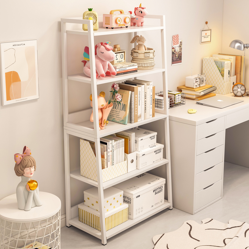 Ins-Style Bookshelf Storage Rack, Floor-Standing, Multi-Layer Iron Storage Display Rack for Bedroom and Living Room, Ladder-Shaped Shelf Ins-Style Bookshelf Storage Rack, Floor-Standing, Multi-Layer Iron Storage Display Rack for Bedroom and Living Room, Ladder-Shaped Shelf