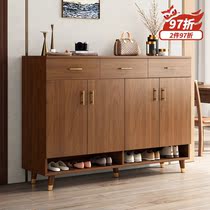 Solid wood color shoe cabinet home door outside the door into the home Chinese balcony Hall Large Capacity Storage Locker shoe shelf