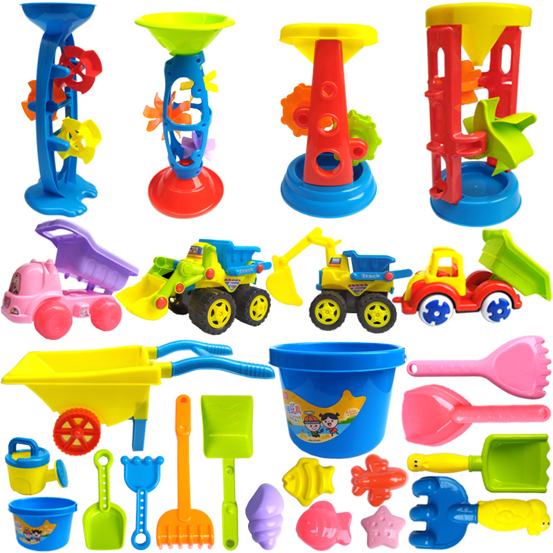Kids Beach PlaySet Digging Sand Baby Indoor Playground Sand Pool Play Sand Cart Cassia Hourglass Tool