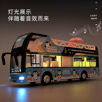 Sightseeing convertible Big Bus toy car alloy children bus toy bus open car model