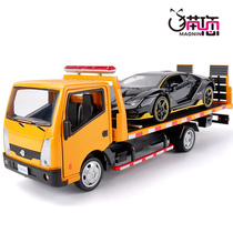 1:32 Flatbed trailer Toy car Boy Road Rescue Vehicle model simulation Alloy Transporter Big truck truck