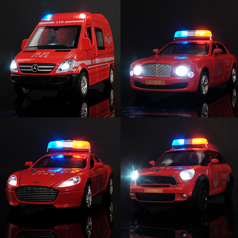 Fire truck Model car Rescue car Toy car Boy Child Toy car Alloy car Simulation pull back car