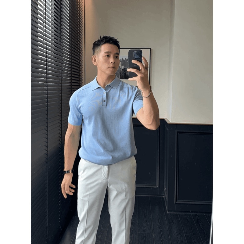 Light Luxury Lapel Short-Sleeve Sweater Trendy Brand Thin Polo Shirt Business Half-Sleeve Knitwear 2026 New Men's Top
