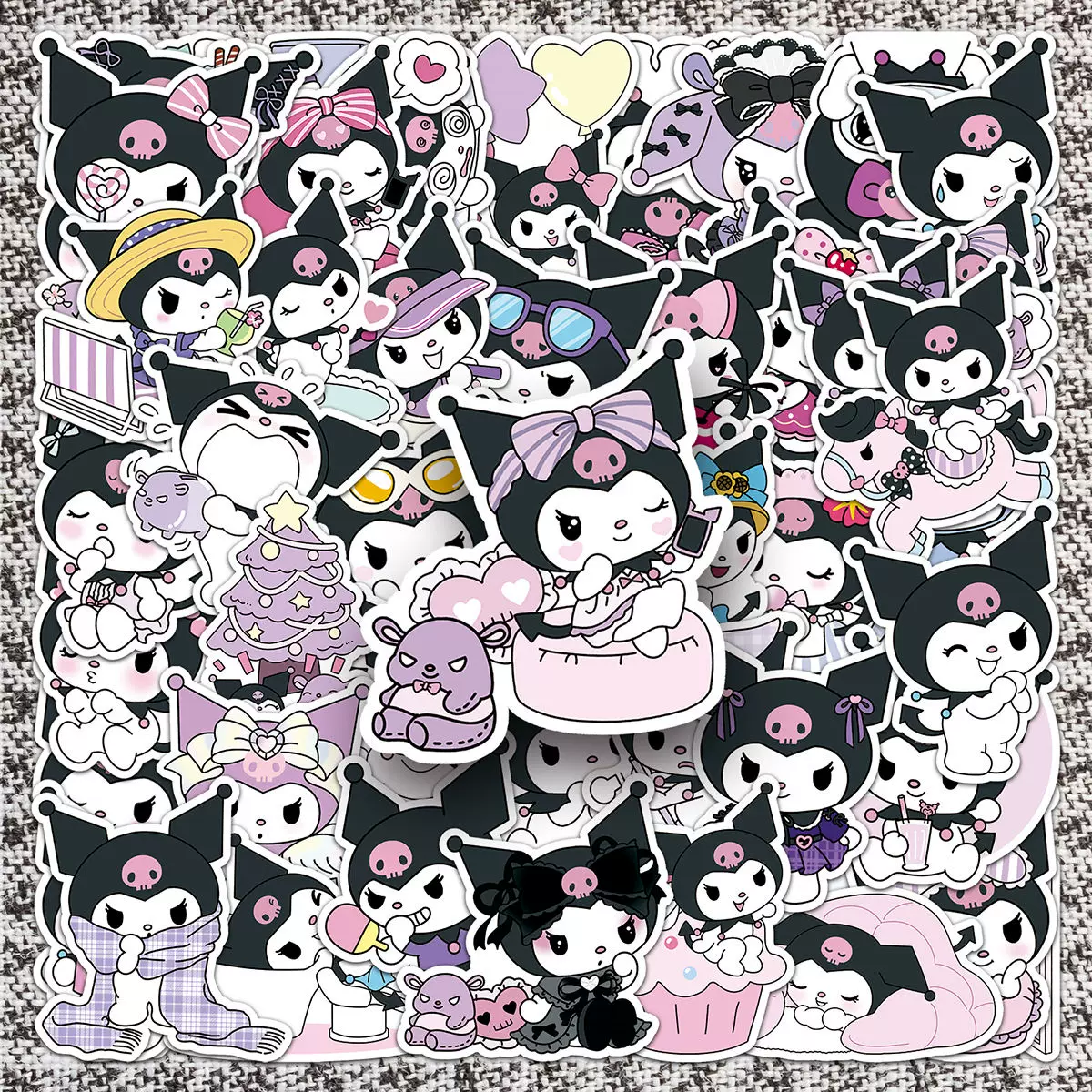 200 неподражаемых милых наклеек Kuromi в виде мультяшного справочника для украшения diy водостойкие наклейки маленький дьявол справочный стиль