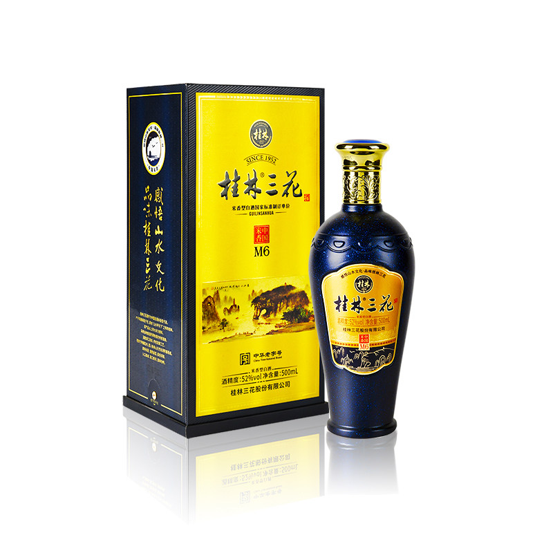 桂林三花酒52度M6白酒500ml瓶装高度粮食酒米香型广西桂林特产评价- 淘宝网