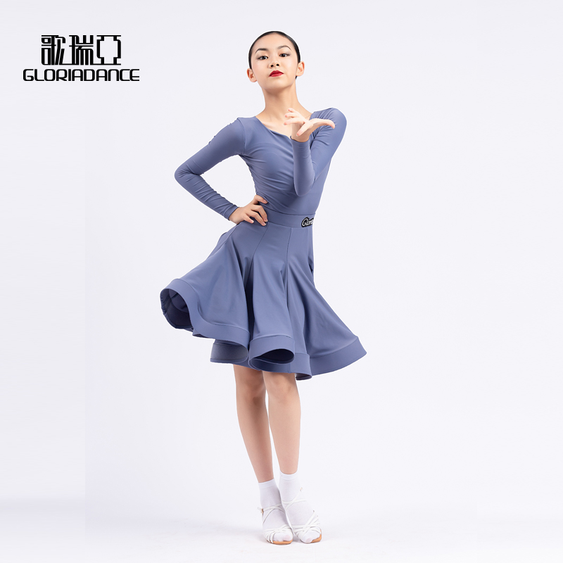 Song Liberia's new Latin dance female child child V collar Long sleeves Two-way test Competition Performance Provisions of 3159