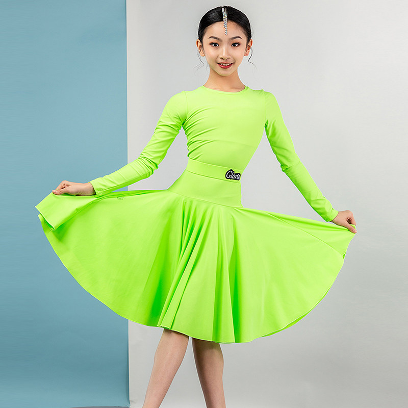 Song Liberia Latin Dance Suit Female Toddler Children Long Sleeve Round Collar Custom Large Pendulum dress Training Xi Competition Stipulation Suit