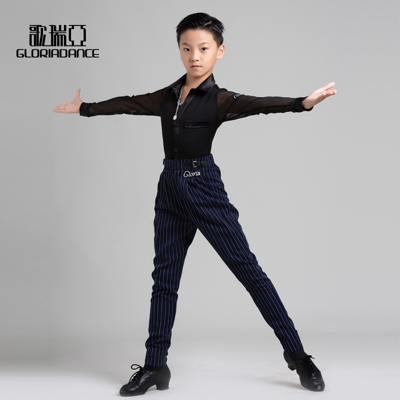 Gloria early childhood dance suit new boy Latin Morden dance net yarn blouses dress rehearsal for a performance practice 5033