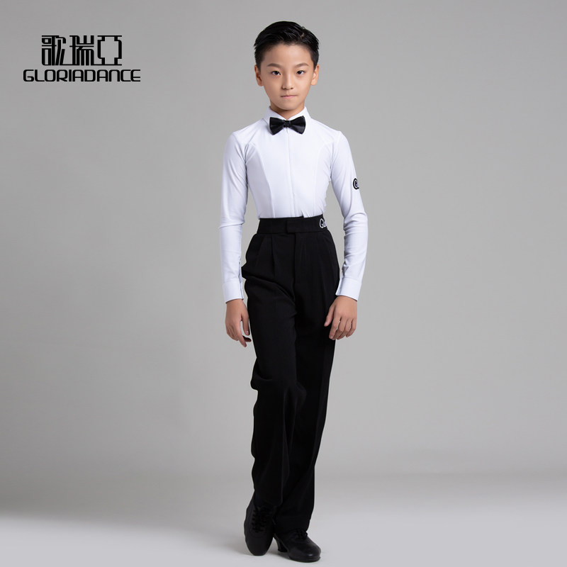 Gloria Early Childhood Dance New Boys Latin Morden Dance White Shirt Long pants Performance Competition Provisions 5105