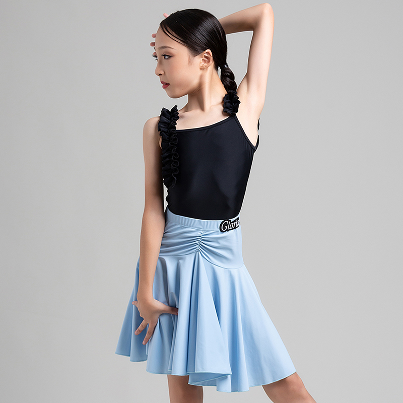 Song Liberia Latin Dance Suit Girls Fall New Products Big Swing Half Dresses Children Dance Training Work Performance Out 2105