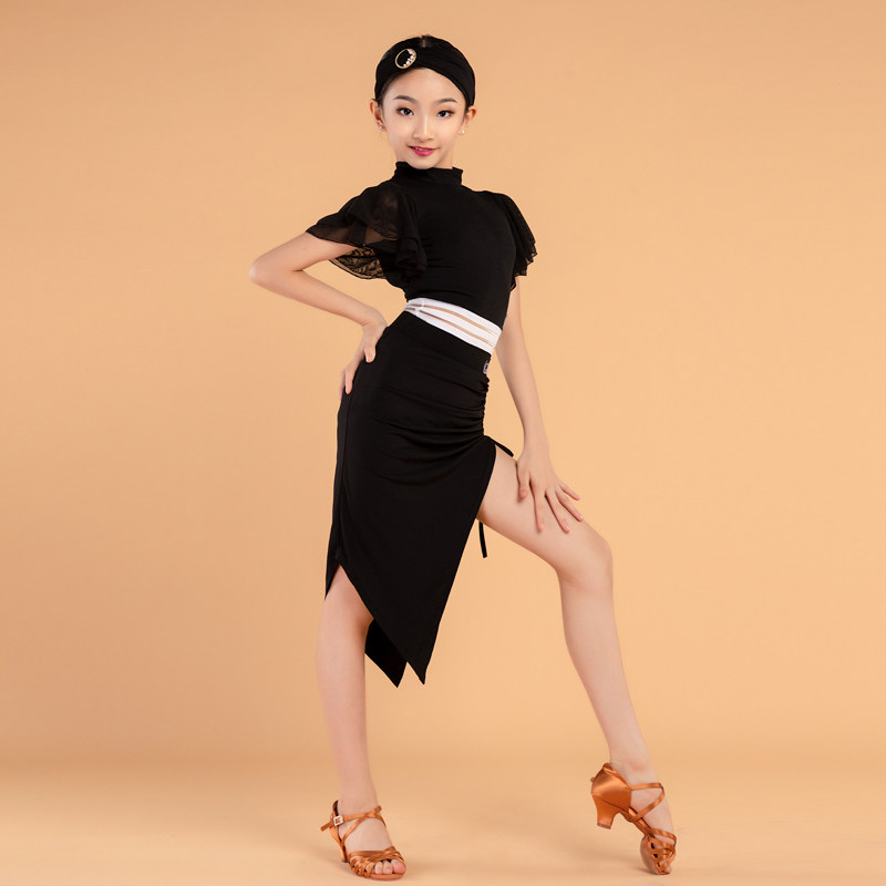Gloria Latin dance clothes girls and young children small high-neck mesh sleeves backless practice practice clothes jumpsuit 1089
