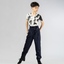 Song Liberia young children dance suit children boy precisely short sleeves small V collar Latin Morden training blouses G5038