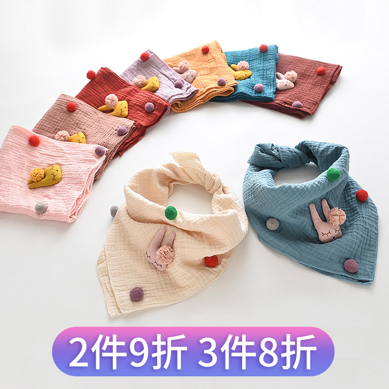 Baby scarves spring-autumn-thin baby girl child girl's triangular towel square towels windproof small pure cotton triangular neck scarves