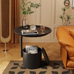 Sofa Side Table for Storage Modern Minimalist Small Apartment Coffee Table Bedroom Bedside Table Storage Rack Balcony Small Round Table