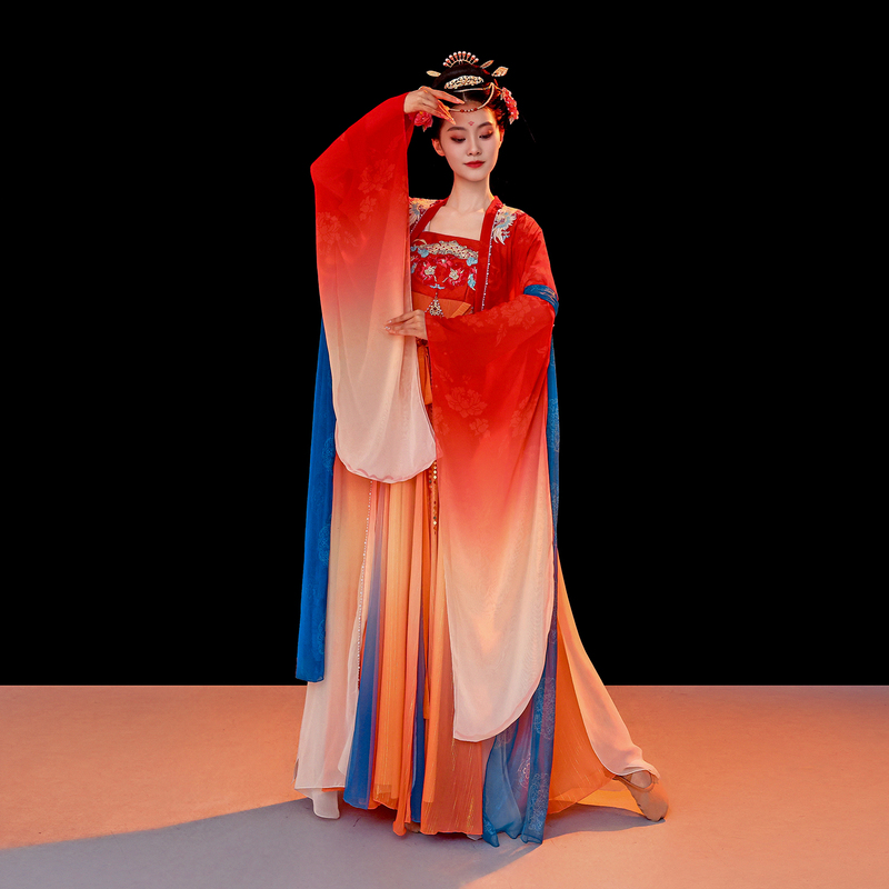 Tang Dynasty Night Banquet Dance Han-Tang Classical Dance Body Rhythm Female Xia Hui Same Style Performance Costume Flowing Double-Sided Yan Xun Chinese Style
