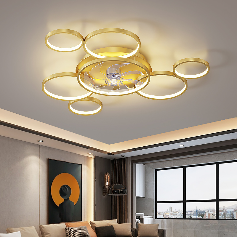 Living room ceiling fan lamp Bedroom light luxury modern simple household integrated ceiling fan lamp Dining room electric fan Nordic lamps