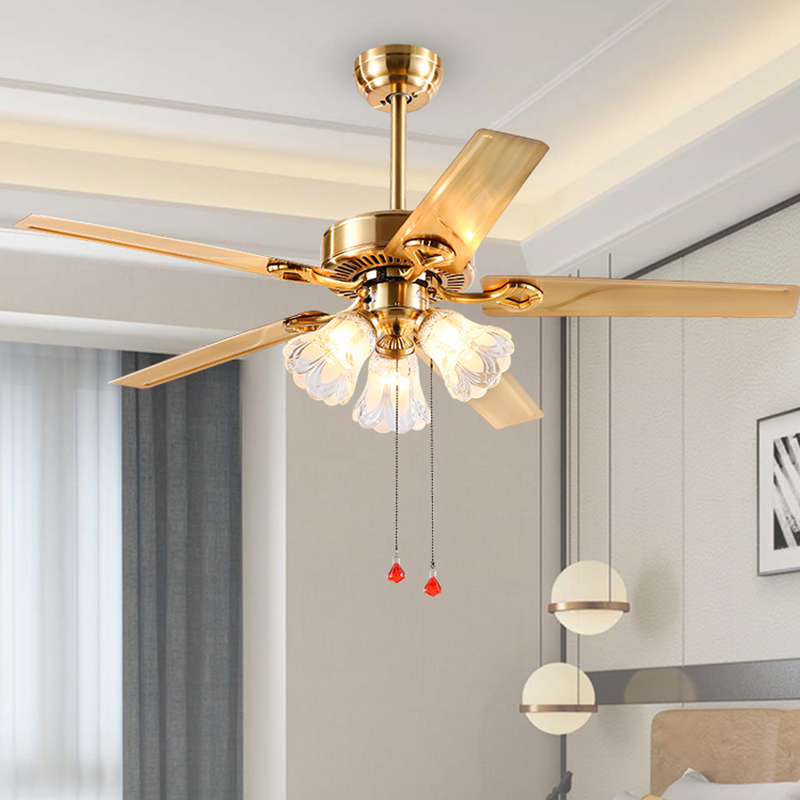 Eurostyle light lavish dining room ceiling fan light Living room Bedroom fan light bronze Dining Hall Decoration With Lamp Electric Fan Chandelier