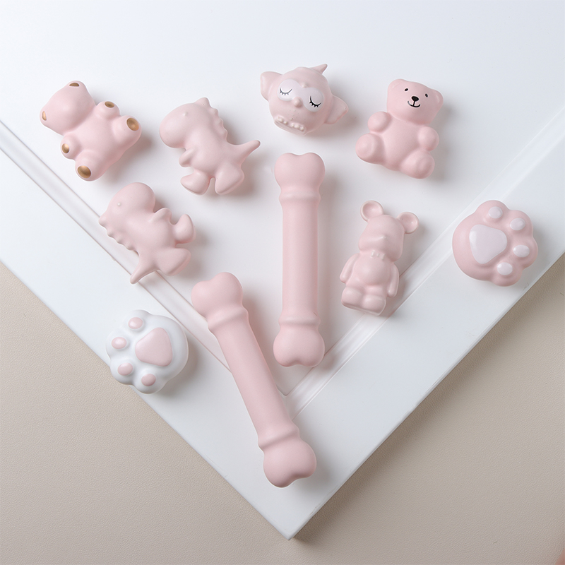 Cute animal daughter room handle custom high-end wardrobe door cabinet drawer modern minimalist exposed handle pink
