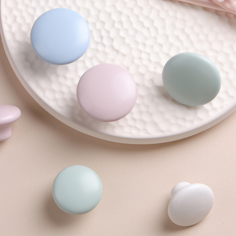 Simple Morandi color handle high-end wardrobe door overall cabinet drawer modern decorative round single-hole small handle