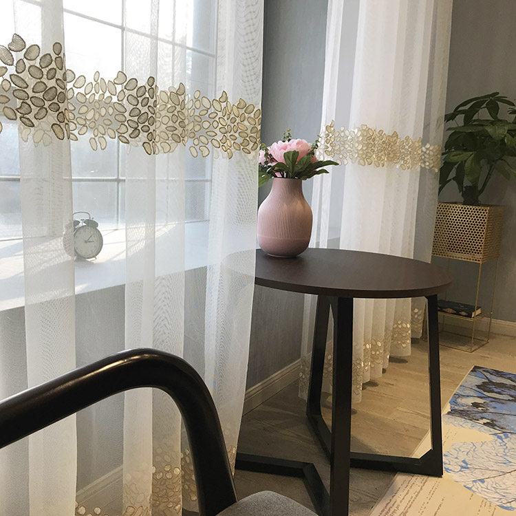 Curtain yarn curtain yarn curtain finished yarn embroidered high-end minimalist modern Chinese North District factory special price