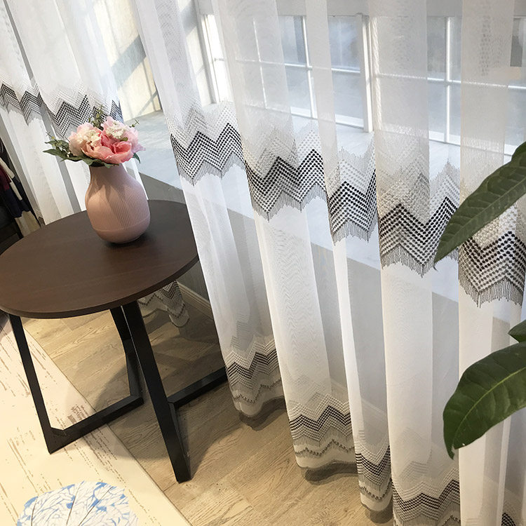 Curtain Matching Yarn Finished Yarn Curtain Fine Embroidered series Nordic minimalist Modern Chinese Wavy Bend