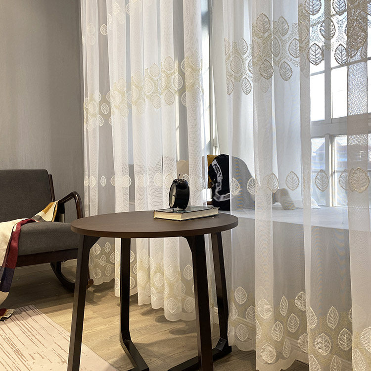 Yarn blinds delicately embroidered silk curtain balcony yarn minimalist with modern white special price light transmission and breathable partition yarn curtain