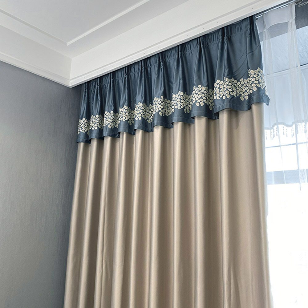 Thickened Wind Shield Warm Finished Curtain Shading Light Shading Light Lavish Pure Color Embroidered High-end Atmosphere Brief modern