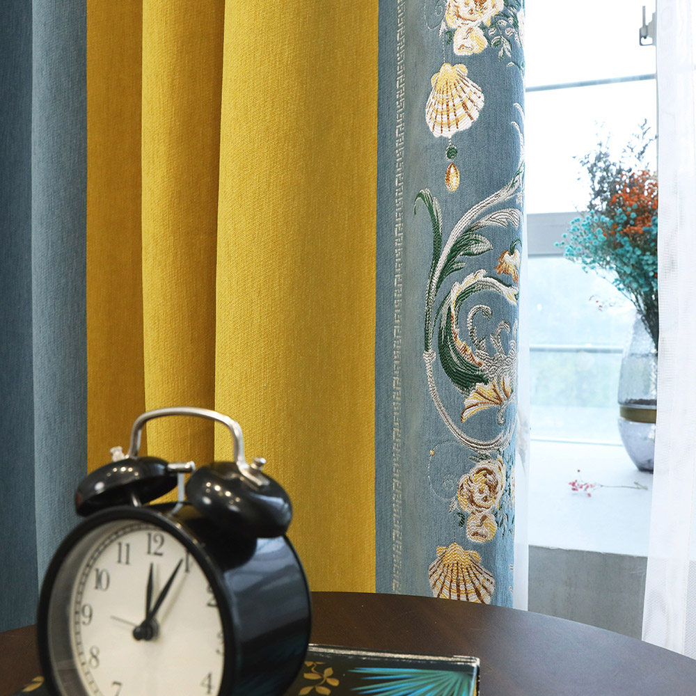 Curtain Finished Cashmere Cashmere Seamless Splicing Curtains Chenille American Fields Garden Living-room Bedroom Thickened Light Shading