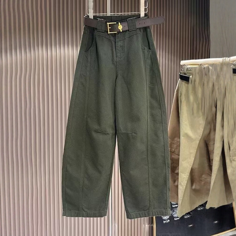 Military Green Scimitar Jeans for Women, New Spring and Autumn High-Waisted Loose Straight-Leg Pants, Extra-Long Loose Wide-Leg Pants for Tall People Military Green Scimitar Jeans for Women, New Spring and Autumn High-Waisted Loose Straight-Leg Pants, Extra-Long Loose Wide-Leg Pants for Tall People