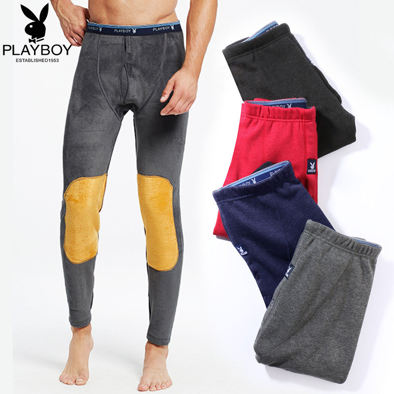 Flowers Playboy warm pants for men Garnapping thickened autumn and winter style Sanitary Pants Underwear Cotton Pants Winter Sanitary Pants Down Pants Hair Pants