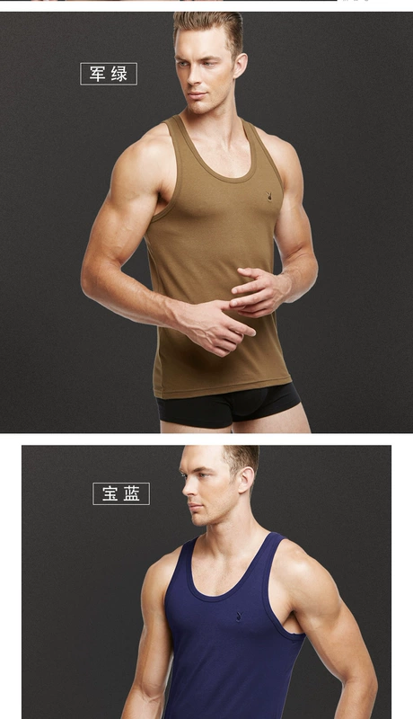 Playboy Mùa hè Vest nam Cotton Slim Thanh niên Áo thun nam không tay Thể dục thoáng khí áo khoác mùa đông nam