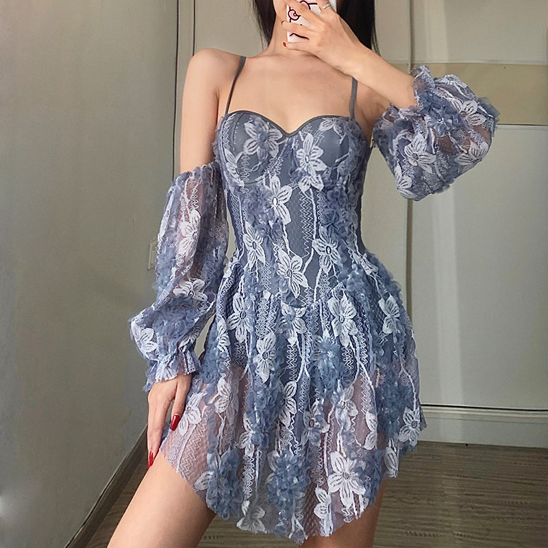 Seducer 2021 swimsuit with female flat corner days steel suns for sexy foggy blue long sleeves Shoulder Bathing Suit