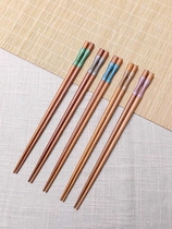 Japanese original imported chopsticks household high-grade solid wood single multi-color non-slip Japanese wooden chopsticks pointed chopsticks