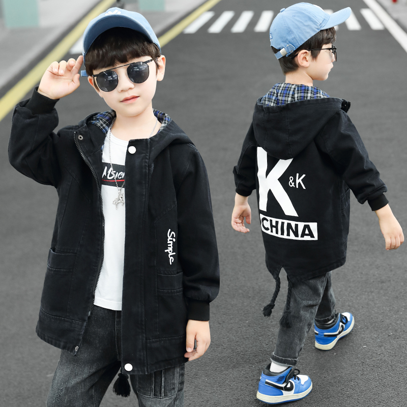 Boys denim jacket middle and large children Korean version of spring and autumn windbreaker 2021 new children's foreign style spring casual jacket