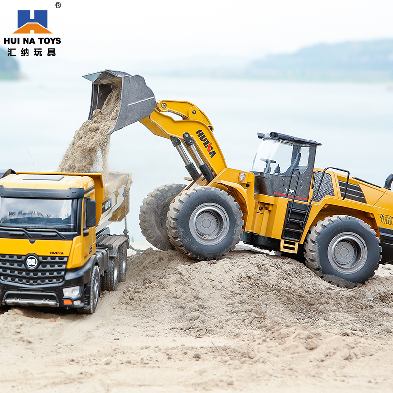 Sinks Engineering Cart Large Size Alloy Remote Control Pile High Machine Hydraulic Bulldozer Professional Shoveling Earth Car Loading Car Electric Toy