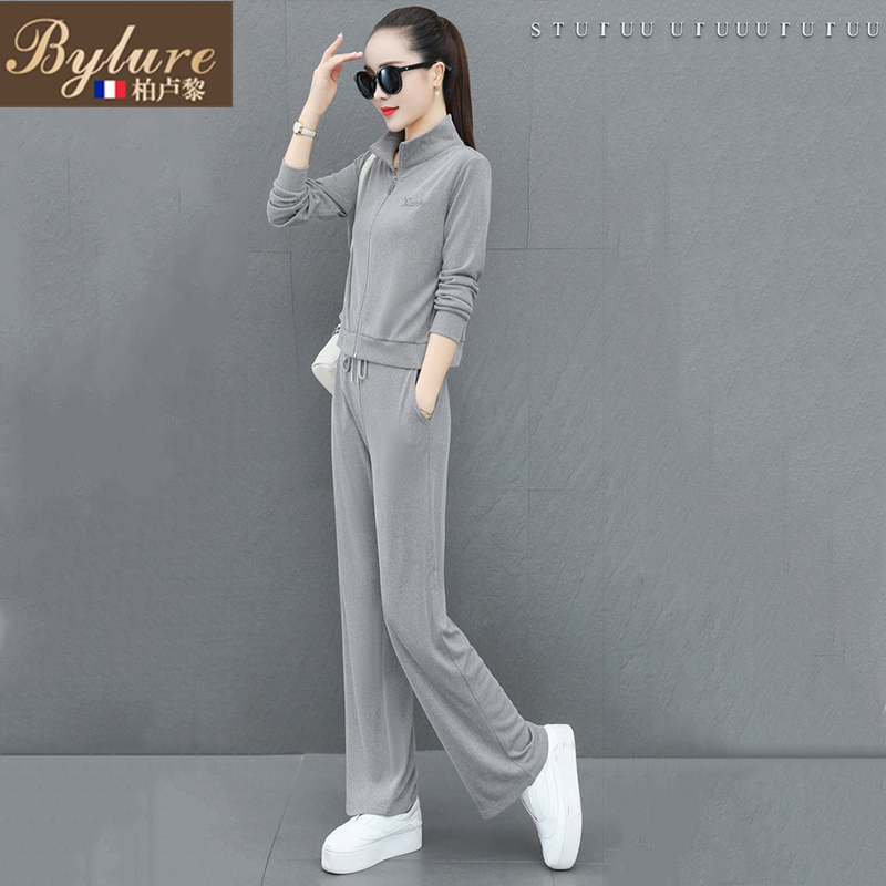 bylure fashion sports suit women's spring autumn season new high-end temperament broadlegged ladies casual foreign pie age