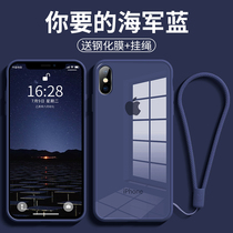 Apple xsmax mobile phone shell camera all-inclusive iphonex silicone liquid black xr creative net red lanyard soft shell personality iphonexr tide brand navy blue x xs drop-proof new